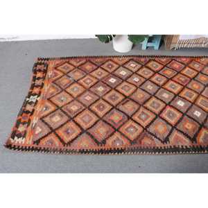 พรมคิลิม ขนาด 3.9x10.7 ฟุต พรมตุรกี พรมลายปะติดสีส้ม ทำจากขนสัตว์ - Product Image 5