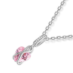 Collier en argent sterling Jeulia Eternal Love avec pendentif en forme de cœur, zircon plaqué rhodium et pierres de naissance en perles - Product Image 4