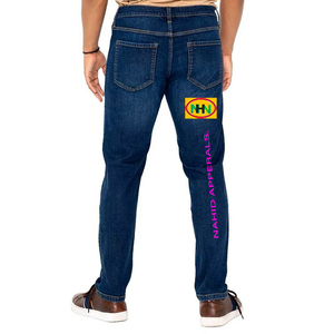 Jeans en denim Spandex/Coton décontractés, lavés, imperméables, écologiques, à séchage rapide, respirants, de haute qualité, coupe droite et ajustée pour hommes - Product Image 4