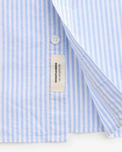 Boxy เสื้อเชิ๊ตผู้ชายผ้าฝ้ายลายทางแขนยาว, เสื้อเชิ๊ตผู้ชายผ้าฝ้ายระบายอากาศได้ดีกระดุมเดียวสำหรับฤดูใบไม้ร่วง - Product Image 6