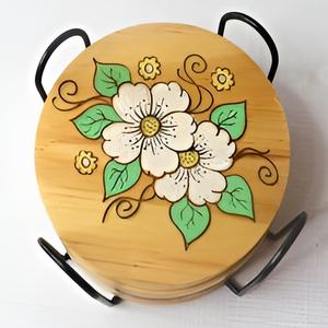 Posavasos de madera blanca posavasos de café Natural de forma redonda de gran oferta de tendencia industrial moderna, venta al por mayor, posavasos gratis - Product Image 1