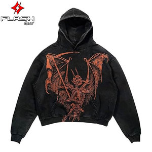 Sudadera con Capucha de Forro Polar de Poliéster Grueso de Alta Calidad con Estampado de Calavera Bordada Lavada de Invierno con Logotipo Personalizado para Hombre - Product Image 3