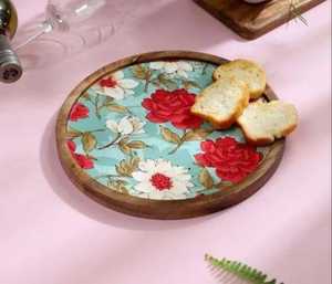 Handcrafted Eco-friendly for Wood Tray with Checkered Enamel Print Customizable Luxury Gift for Birthday Decorative Trays - Product Image 5