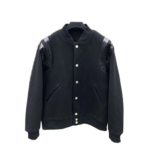 Veste universitaire coupe-vent imperméable à col montant pour homme, veste décontractée ample et polyvalente en laine/cuir pour l'hiver, style streetwear - Product Image 1