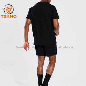 Haute qualité été t-shirts ensembles décontracté solide survêtement t-shirt et short pour hommes manches courtes ensembles de vêtements - Product Image 3