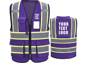 Gilets de sécurité personnalisés OEM vente en gros fermeture à glissière avant et support d'identification transparent à usage professionnel pour les gardes - Product Image 5