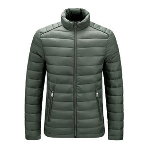 Chaqueta Acolchada Borgoña para Hombre, Cuello Alto, Cierre de Cremallera, Resistente al Viento, Informal, para Invierno, Corte Regular, Ajuste Delgado, Relleno de Poliéster - Product Image 3