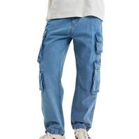 Nouveau pantalon slim à jambe droite en tissu denim personnalisé en usine pour hommes DTG pantalon à la mode de décoration de poche à motif brodé
