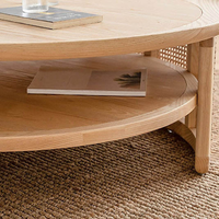 Table basse en teck et rotin pour restaurant, hôtel, villa, resort, café, mobilier commercial pour l'hôtellerie