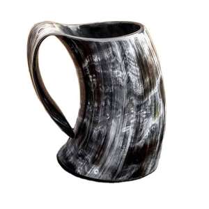 Mug en corne viking, corne à boire |    Mug en corne de miel, corne viking avec support, fournitures pour fêtes vikings |   Corne à boire personnalisée - Product Image 1