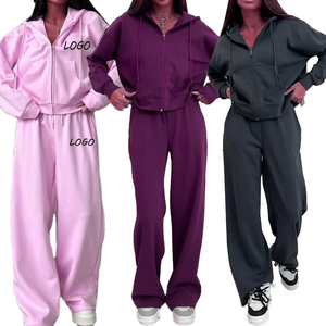 Conjunto Deportivo de 2 Piezas con Logotipo Personalizado OEM, Chaqueta Deportiva Moderna con Capucha, Pantalones Largos con Cordones, Cremallera de Algodón para Mujer - Product Image 6