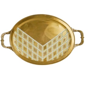 Vantage Modern Fancy Luxury Premium Offre Spéciale Nouvelle Arrivée Floral Design Ovale Forme Or Fini Plateau de Service pour Usage de Cuisine - Product Image 4