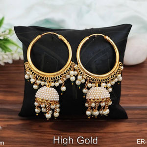Antique Jewelry High Gold Polish Designer Fancy Style Party Wear <b>Long</b> Jhumka <b>Earring</b> - Product Image 1