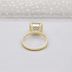 IGI Certified Asscher Cut Bezel Engagement <b>Ring</b> with Solitaire Premium <b>Diamond</b> <b>Rings</b> - Product Image 4