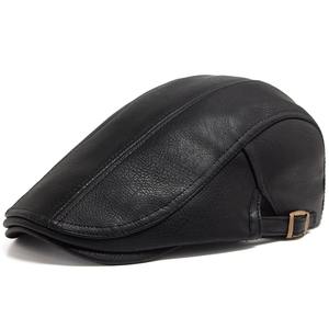 Fashion Original Leather <b>Beret</b> Autumn Winter Visor Flat Cap Thicken Warm <b>Hat</b> <b>Berets</b> Vintage England Newsboy Caps Higher Quality - Product Image 1