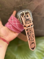 Nuevos cinturones hechos a mano de calidad superior, cinturones de cuero para botas Stich, cinturones bohemios Vintage de Color rosa, cinturones occidentales con estilo a la moda