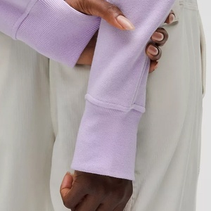 Haute qualité surdimensionné coton mince personnalisé sweat chemise bouffée impression Logo décontracté français éponge femmes sweats à capuche hiver automne - Product Image 6