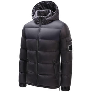 Chaqueta acolchada de invierno para hombre, venta al por mayor de alta calidad, logotipo personalizado impreso, a prueba de viento, impermeable, bolsillos con cierre de cremallera, OEM disponible - Product Image 1