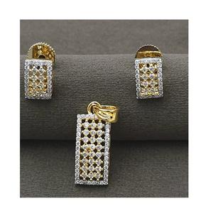 ชุดจี้ทองเหลืองชุดเครื่องประดับเพทายสีทองหรูหราสำหรับงานแต่งงานครบรอบมีสไตล์มาใหม่ของขวัญที่สมบูรณ์แบบ - Product Image 1