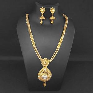 Kriaa Fine Jewelry Set Collier plaqué or avec pierre blanche autrichienne 1109865B - Product Image 1