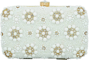 Elegant Crystal Flower <b>Pearl</b> <b>Clutch</b> <b>Bag</b> Handmade Bridal Evening Purse Beaded Design Trendy OEM ODM Wholesale Wedding Rectangle - Product Image 2