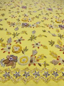 Tela de cuentas de lujo hecha a mano para mujer, patrón bordado de exportador indio, técnicas no tejidas para fiesta y vestido de novia - Product Image 4