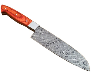 Cuchillo de chef de cocina profesional duradero, hecho a mano de Pakistán, acero de Damasco, borde de corte afilado, mango de madera, apto para lavavajillas - Product Image 6
