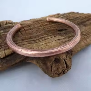 Modern 99.9% Pure Copper Magnetic <b>Healing</b> Cuff <b>Bracelet</b> for Men Handmade Hammered Design - Product Image 3