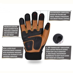 Guantes de Trabajo de Cuero Vacuno de Alta Calidad con Forro de Tela, Guantes de Seguridad para Mecánicos y Conductores de Camiones al por Mayor - Product Image 6
