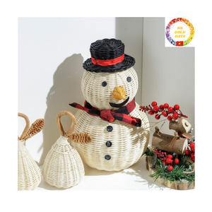 Natural Handmade Rattan Christmas Ornament Set Rustic Wicker Tree <b>Hanging</b> Boho Decoration for Farmhouse Winter Home Decor - Product Image 5