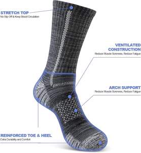 Chaussettes de travail en coton pour hommes, 5 paires de chaussettes à bottes rembourrées, chaussettes athlétiques évacuant l'humidité pour la randonnée, les sports et la course à pied - Product Image 4