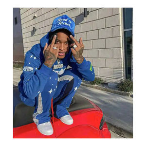 Sweatsuits à logo imprimé bouffant pour hommes pantalons évasés deux pièces survêtements combinaison à séchage rapide pour hommes vente en gros OEM personnalisé - Product Image 4