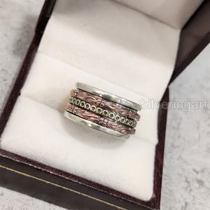 Nouveau Spinner bande bohème bague en argent Sterling 925 femmes pouce anneau Yoga bijoux faits à la main noël anxiété hommes Spinner anneau - Product Image 5