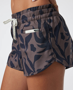 Best Quality High Waist Women's Breathable Sublimation <b>Shorts</b> Front <b>Zipper</b> <b>Pocket</b> <b>with</b> Drawstring Closure Vintage Look-XS Weaved - Product Image 4