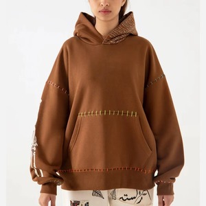 Sweat-shirt à capuche oversize confortable pour femme, coupe ample, tissu velours, manches longues, streetwear décontracté, logo sur le devant - Product Image 1