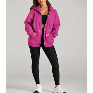 Stylish Hoodies Color Sweatshirt <b>Zipper</b>-up Short Casual Streetwear Drop Shoulder Figures Breathable Eco-friendly Hoodies Knitted - Product Image 2