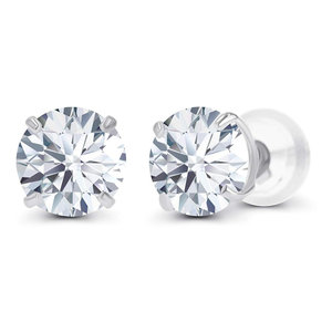 Boucles d'oreilles Ike-Conic 2.50 CTW en moissanite en or blanc 14 carats, design Ice Studs - Product Image 1