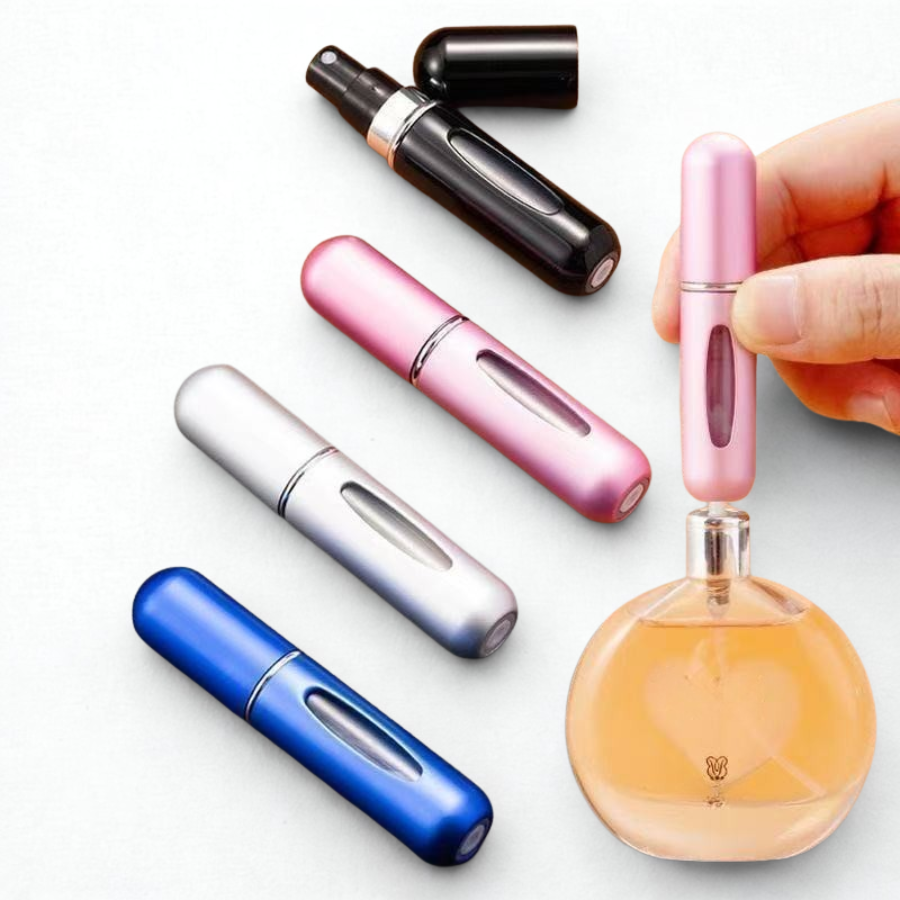 Portable High Quality Unisex Refillable Aluminum Perfume Pump Spray Bottles 5 ML Logo Print Cosmetics Makeup Personal Care