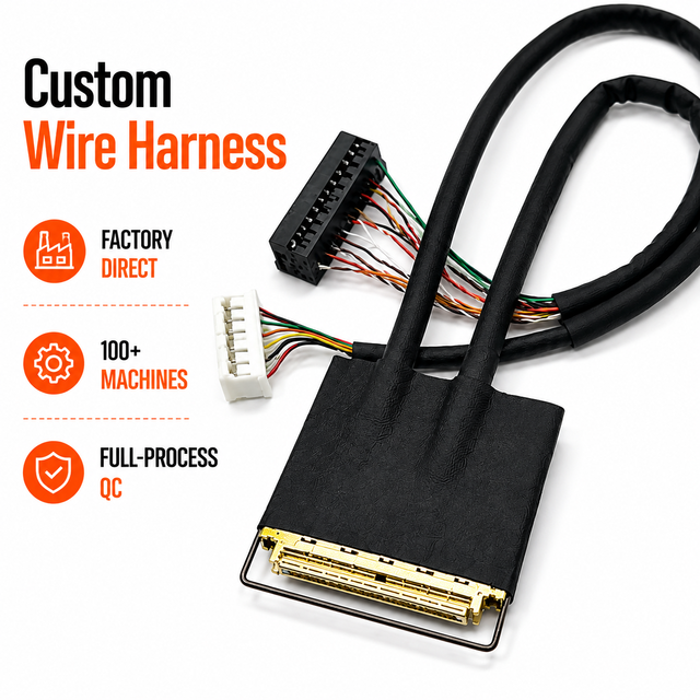 High Quality Custom EDP Display Cable Assembly with IPPEX CABLINE-VS Connector PVC Jacket for 4K LCD Screen OEM
