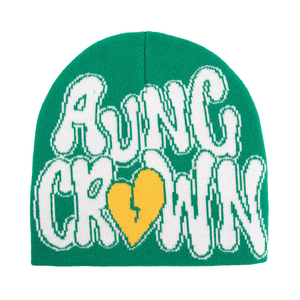 Bonnet d'hiver chaud sans revers en jacquard personnalisé avec lettres - Style unisexe Y2K, pratique pour les voyages, tricoté à la main, doublure en satin de soie - Product Image 3