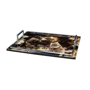 Meilleure vente Ensemble de 3 plateaux de service en corne incrustée d'os durables Présentoir de nourriture de cuisine élégant dans des formes uniques - Product Image 3