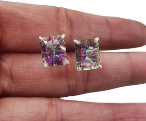 Pendientes de Plata de Ley 925 con Topacio Místico Natural, Piedra de Nacimiento de Noviembre, Joyería Hecha a Mano para Mujer - Product Image 1