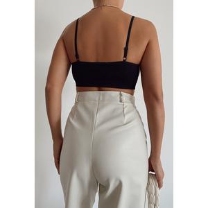 Pantaloni in pelle con gamba svasata marrone - Product Image 3