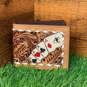 El más vendido hecho a mano de vaquero de cuero genuino Floral hecho a mano billetera occidental para hombres con tallado a mano última billetera de lujo para hombres - Product Image 1