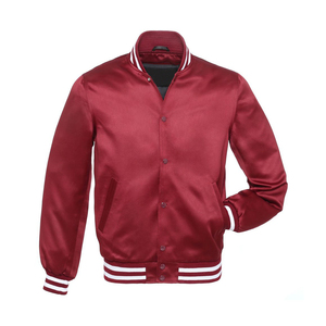 Chaqueta bomber de satén con estampado gráfico en la espalda, colores de contraste llamativos y forro interior suave fabricado en Pakistán - Product Image 1