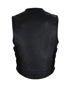 Customizable Breathable Woolen <b>Waistcoat</b> Turn Down Collar Sleeveless Leather Vest <b>Casual</b> Motorbike Style with Pockets - Product Image 3