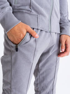 Sudadera y pantalón de Color sólido de algodón 100% para hombre, Jersey transpirable de invierno, Sudadera con capucha y pantalones de chándal para entrenamiento de gimnasia, Fitness - Product Image 5