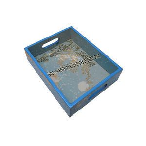 Plateau de service en bois rectangulaire imprimé personnalisé en gros direct d'usine pour thé et café Design sculpté écologique - Product Image 6