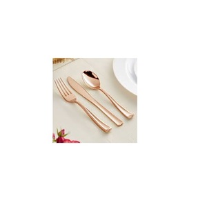 Service d'argenterie en or rose, ensemble de couverts 4 pièces en acier inoxydable et en cuivre pour 4 ustensiles polis miroir, ensembles de vaisselle - Product Image 1