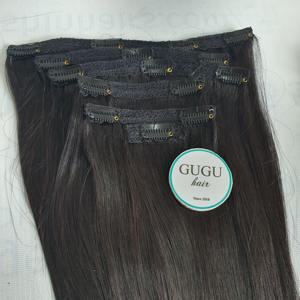 Clip en extensión de cabello hueso recto Peluca de cabello humano donante único cabello crudo doble dibujado vietnamita - Product Image 1